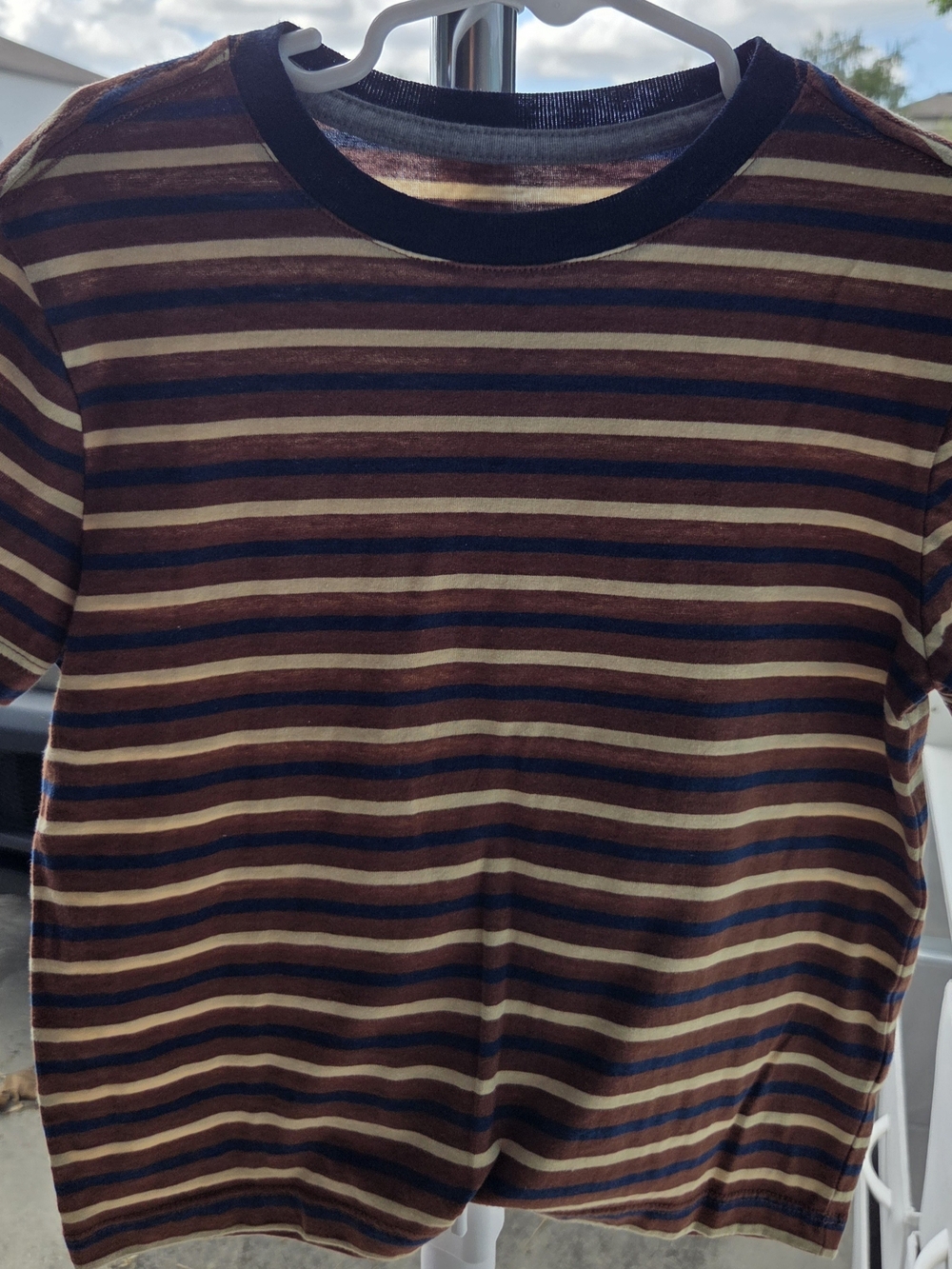 Old Navy Short Sleeve Striped Tee in Brown, Navy & Cream